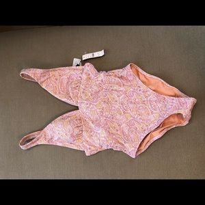 J.Crew pink paisley print one piece bathing suit